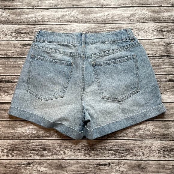 Forever 21 Distressed Cuffed Denim Jean Shorts Light Blue 27 Hi Rise High Waist - Picture 2 of 9